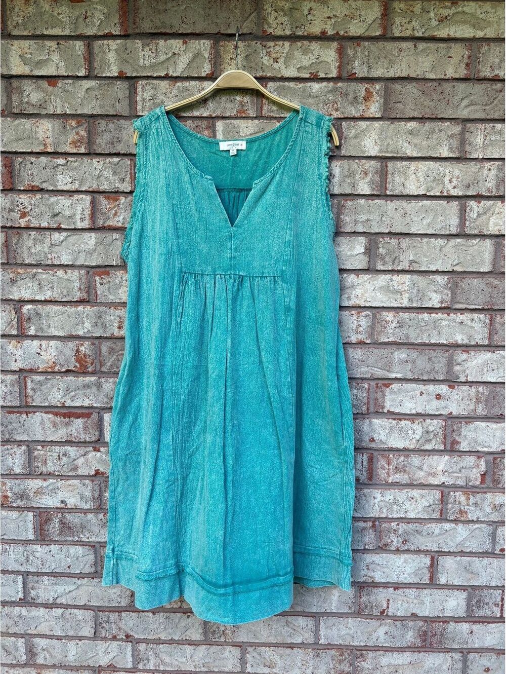 Umgee USA Teal Sleeveless Ruffle Hem Tunic Dress Size 1XL